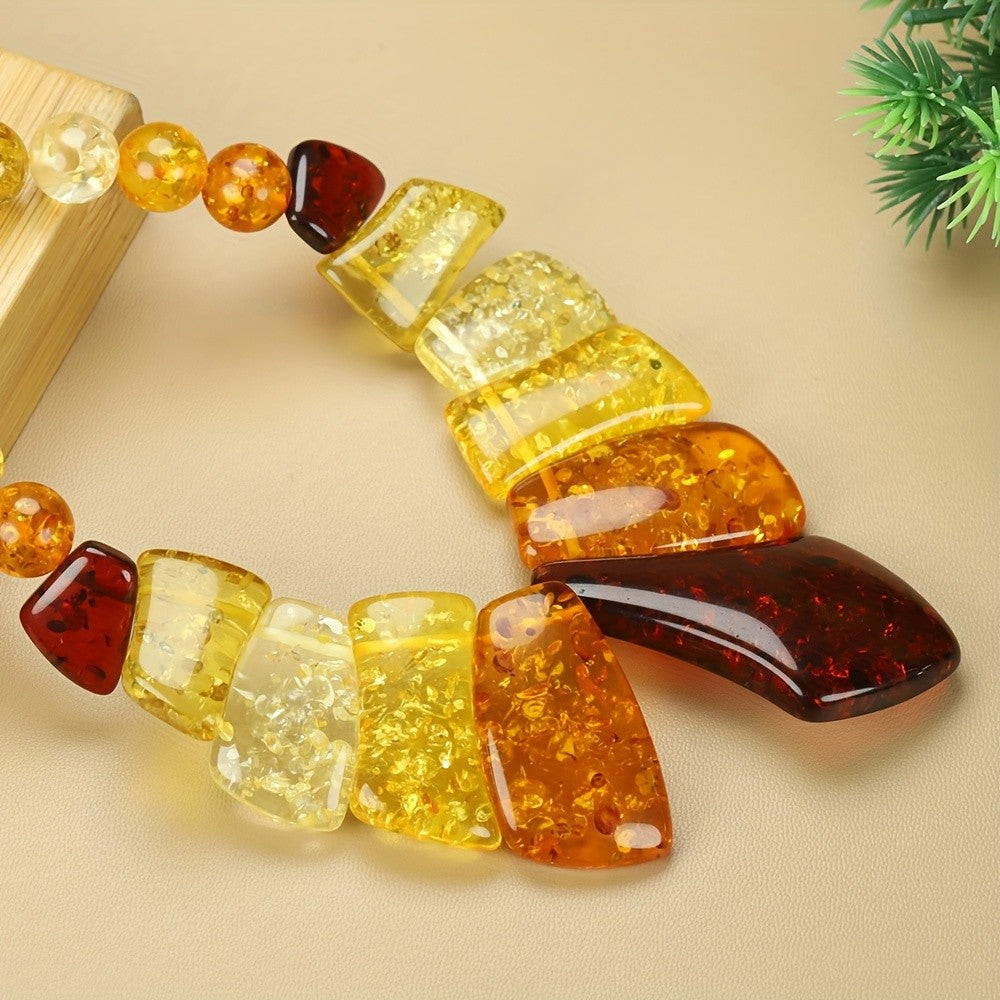 Amber Geometric Statement Necklace