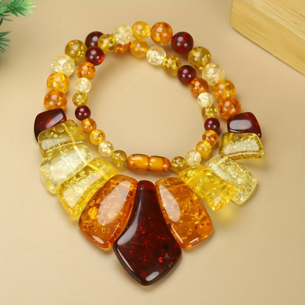 Amber Geometric Statement Necklace