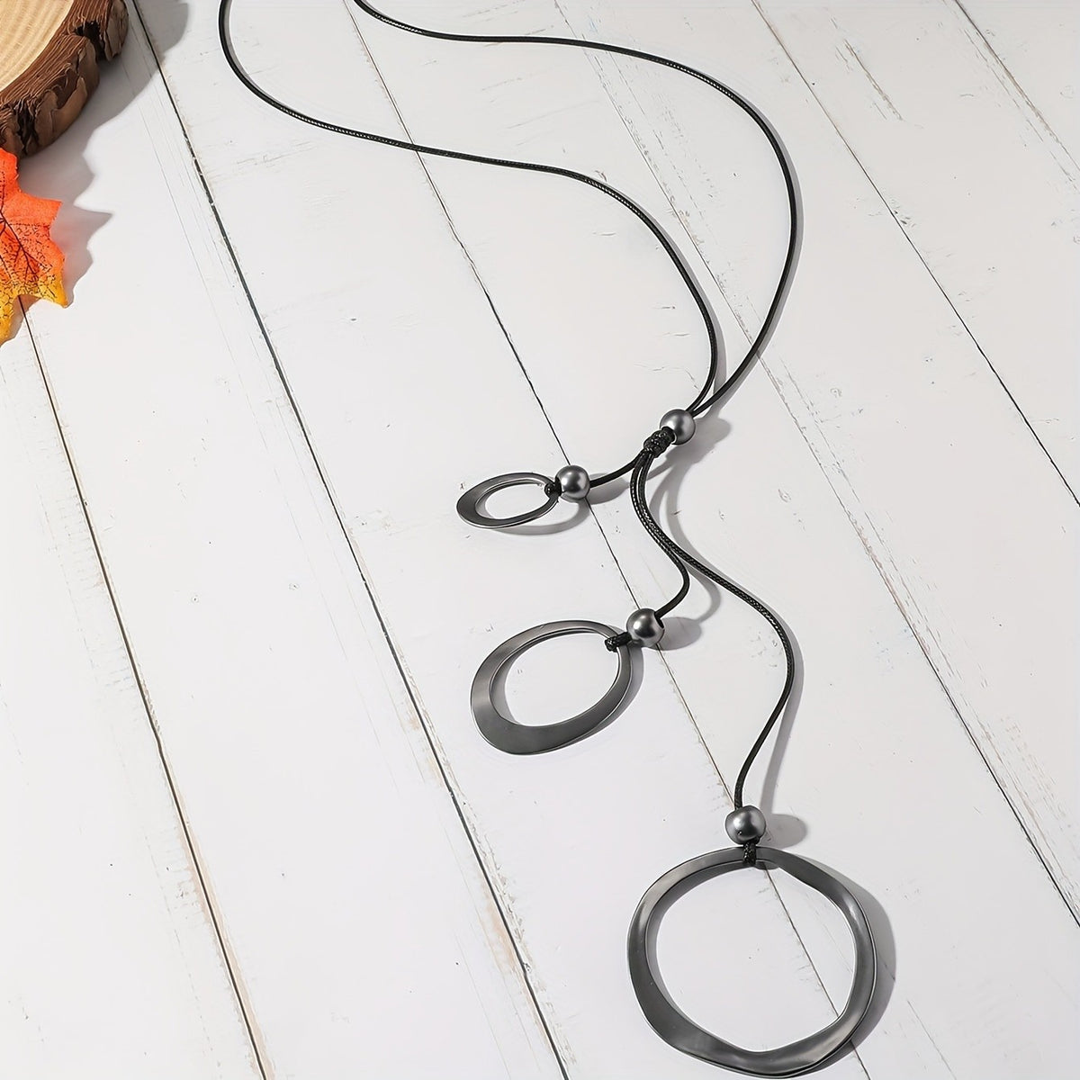 Gun Black Triple Hoop Necklace