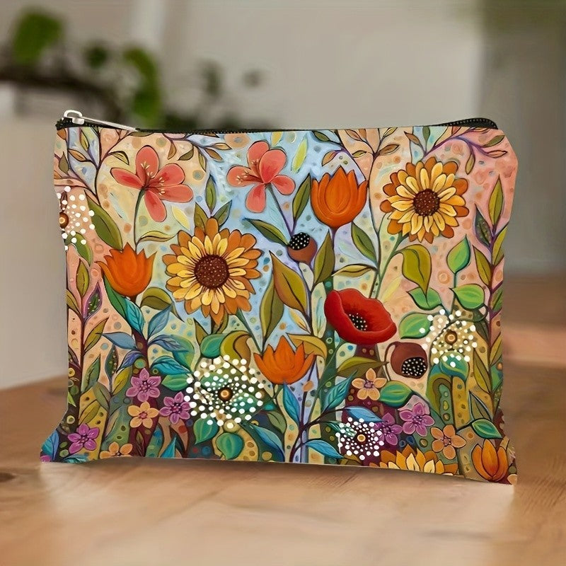 Colorful Floral Zipper Pouch
