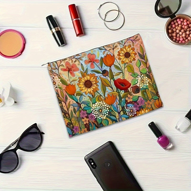 Colorful Floral Zipper Pouch