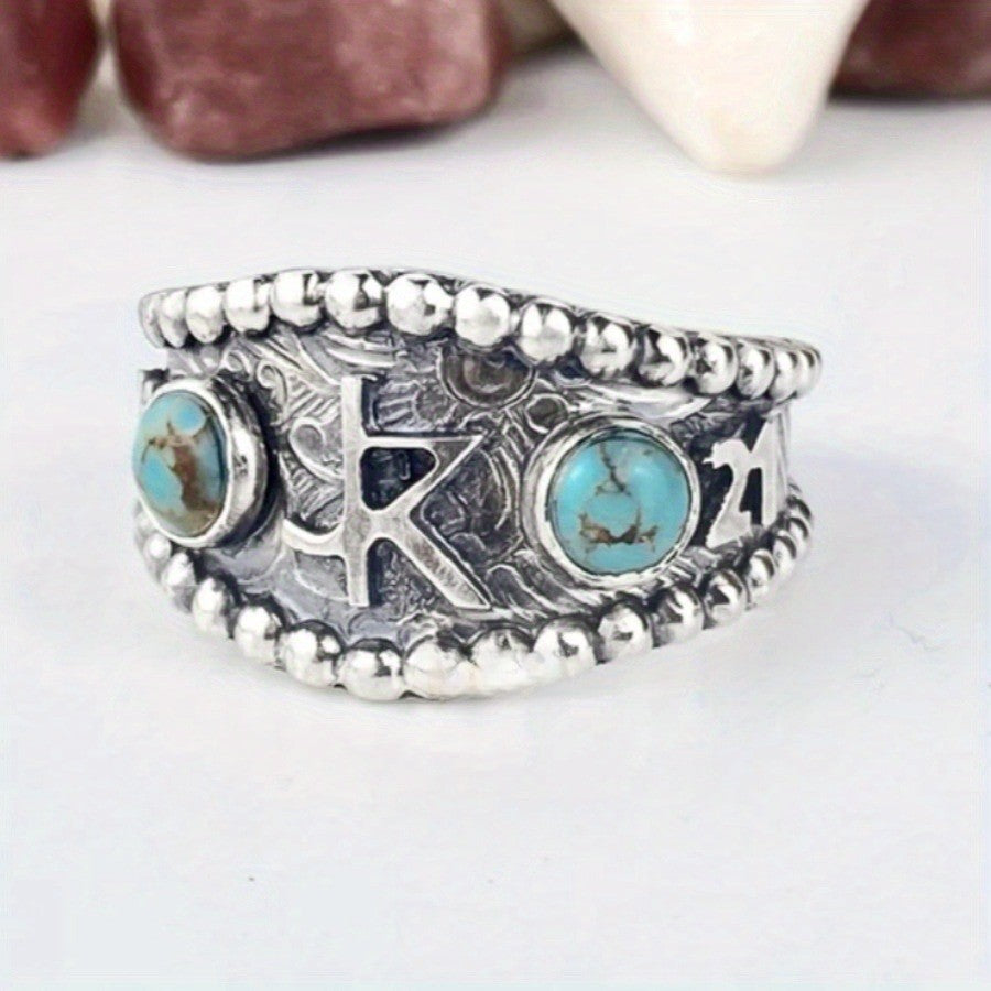 Turquoise Initial Ring