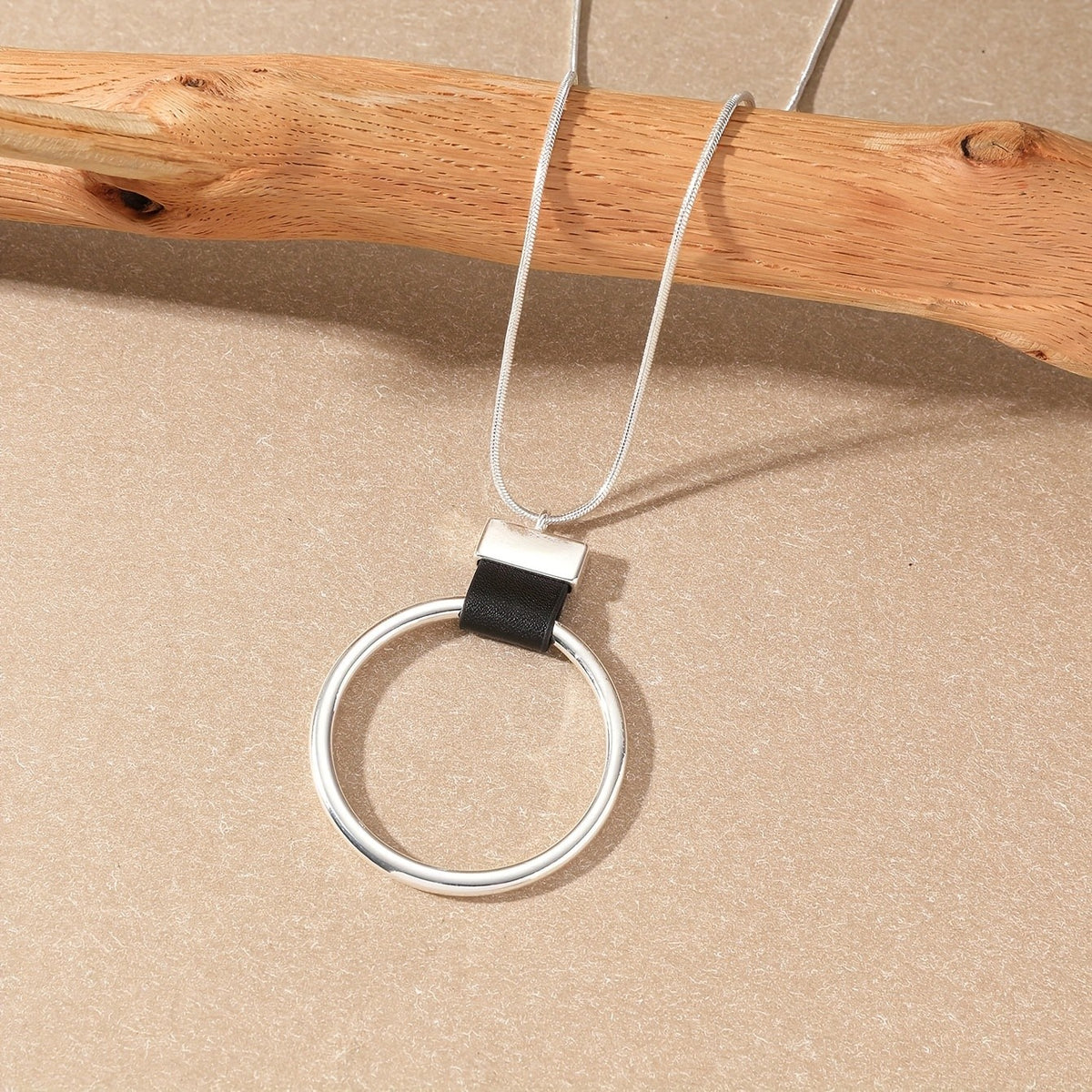 Open Circle Pendant Long Necklace