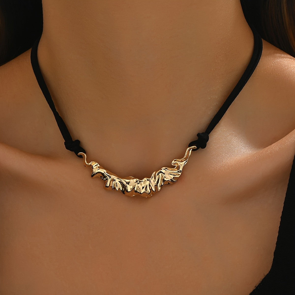 Gold-Tone Abstract Wave Pendant