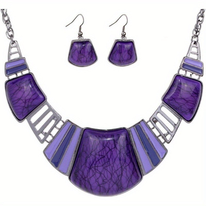 Crackle Statement Necklace & Earring Set