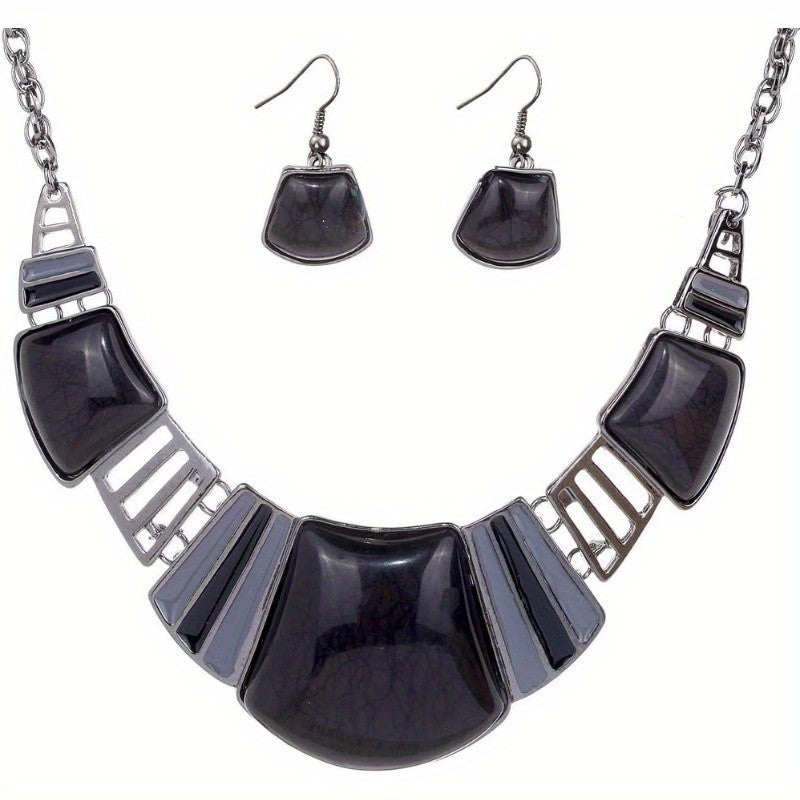 Crackle Statement Necklace & Earring Set