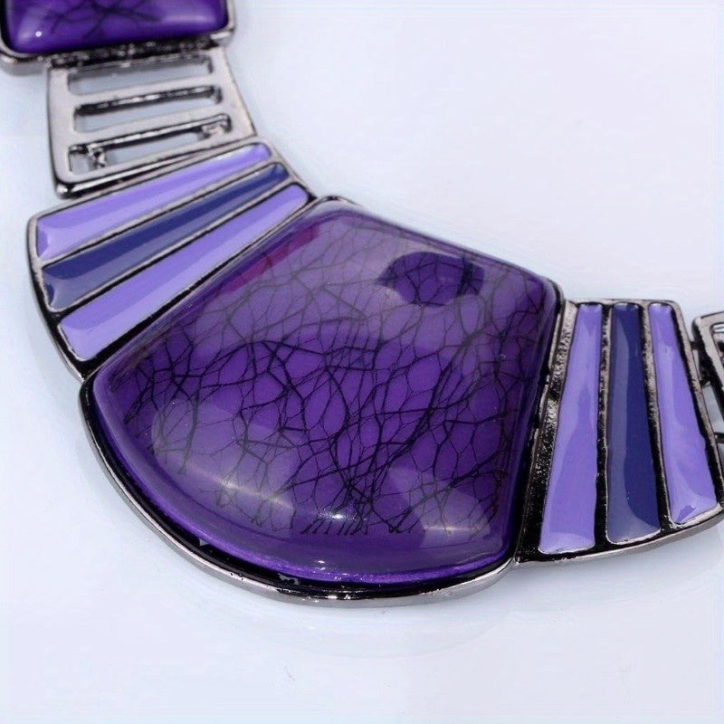 Crackle Statement Necklace & Earring Set