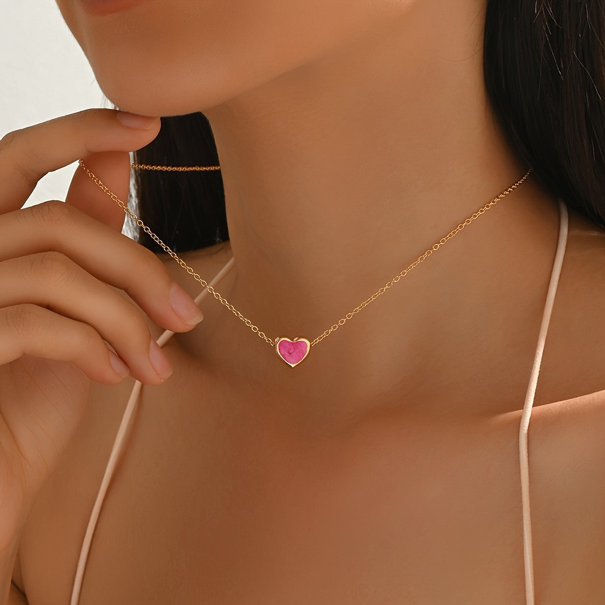 Small Enamel Heart Necklace