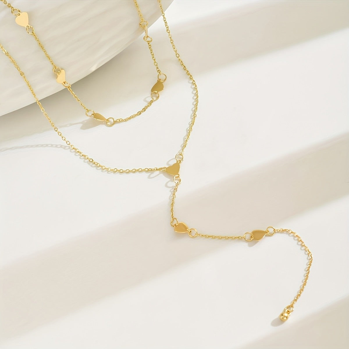 Layered Heart Y-Necklace