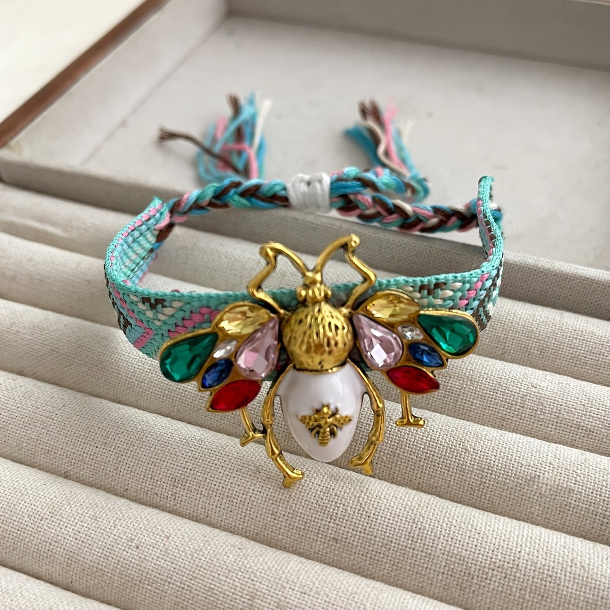 Crystal Bee Braided Bracelet