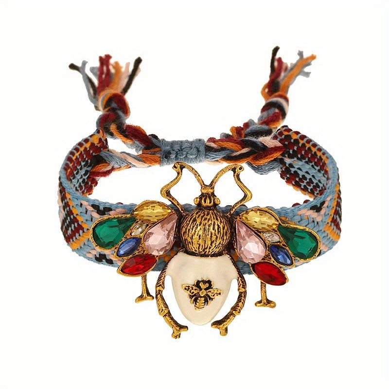 Crystal Bee Braided Bracelet