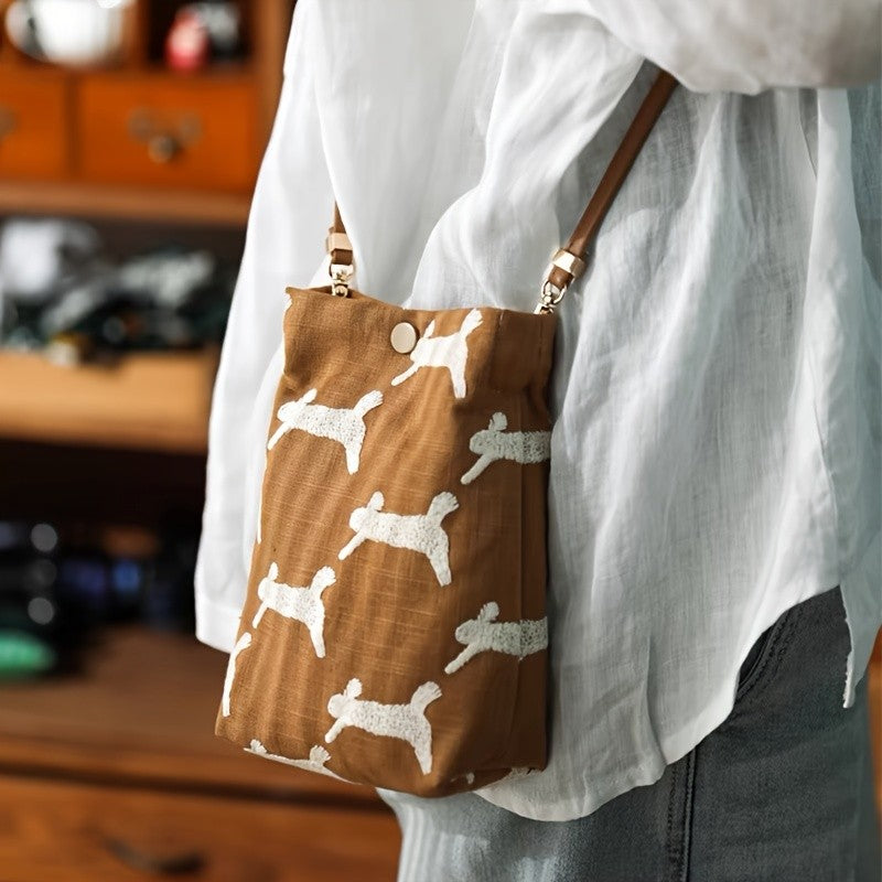Embroidered Pattern Crossbody Bag
