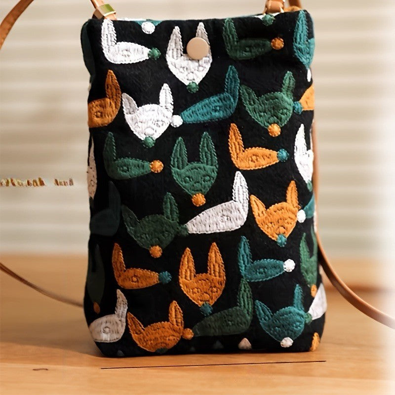 Embroidered Pattern Crossbody Bag