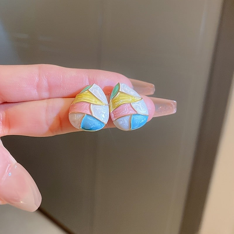 Colorful Mosaic Teardrop Earrings