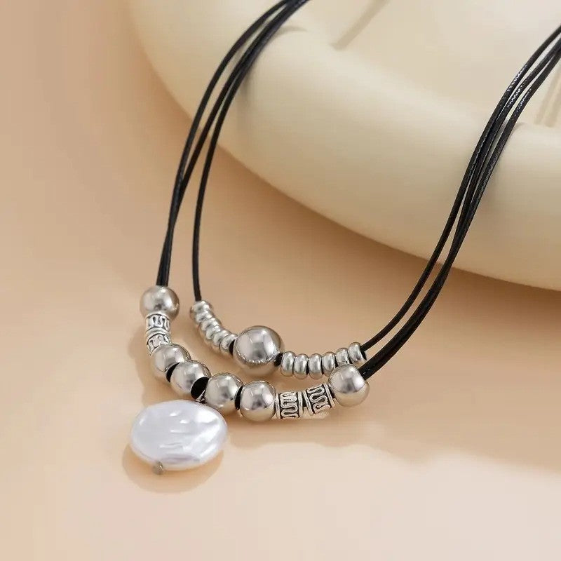 Silver-Tone Coin Bead Necklace