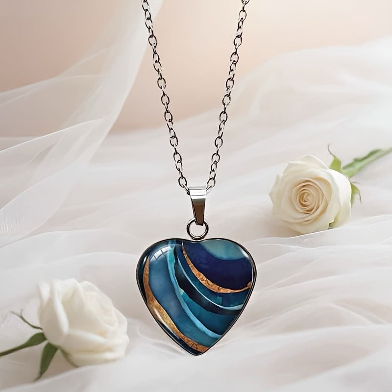 Colorful Glass Heart Necklace