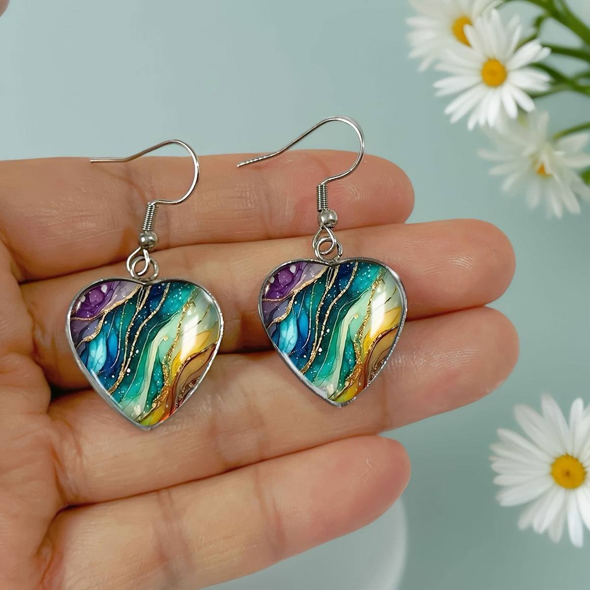 Colorful Glass Heart Necklace
