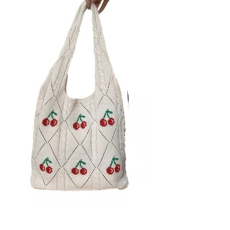 Cherry Knit Tote Bag