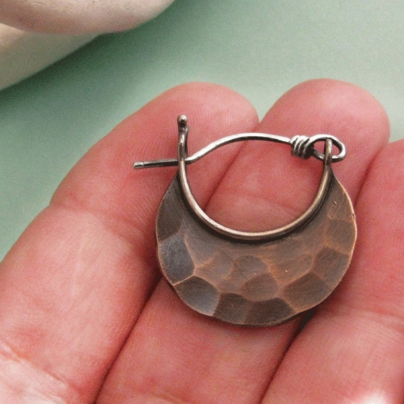 Hammered Bronze Semi-Circle Earrings