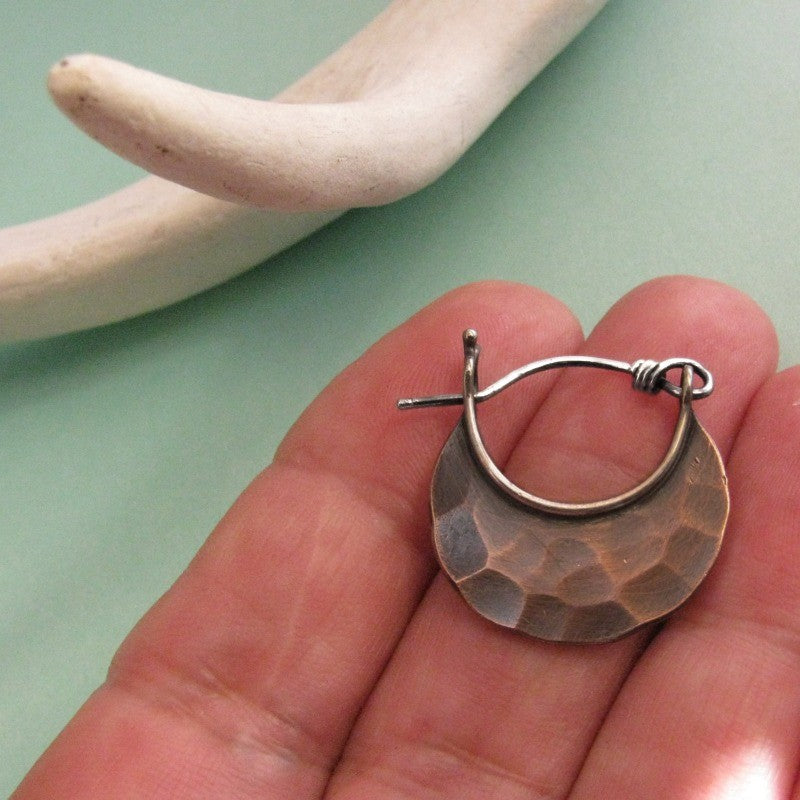 Hammered Bronze Semi-Circle Earrings