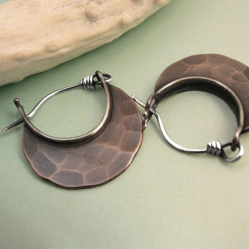 Hammered Bronze Semi-Circle Earrings