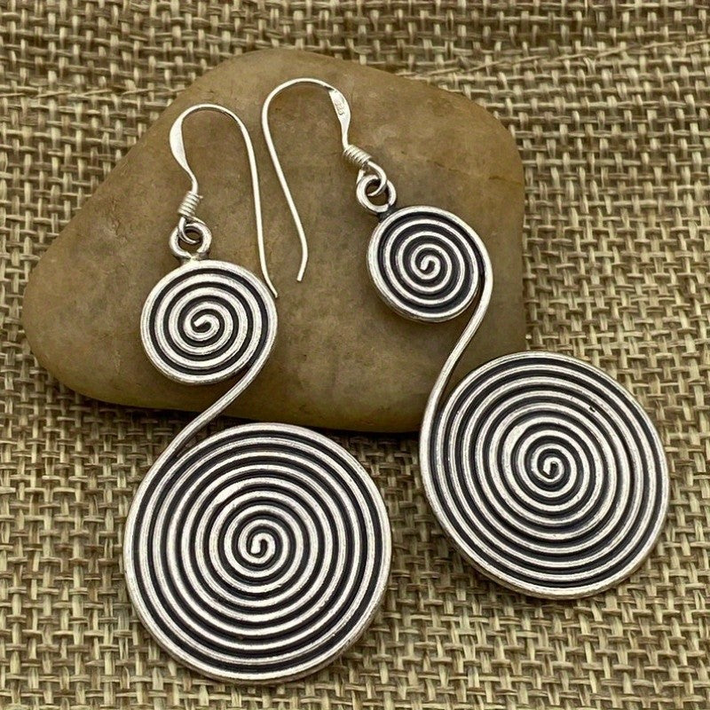 Double Spiral Dangle Earrings