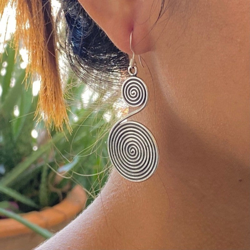 Double Spiral Dangle Earrings