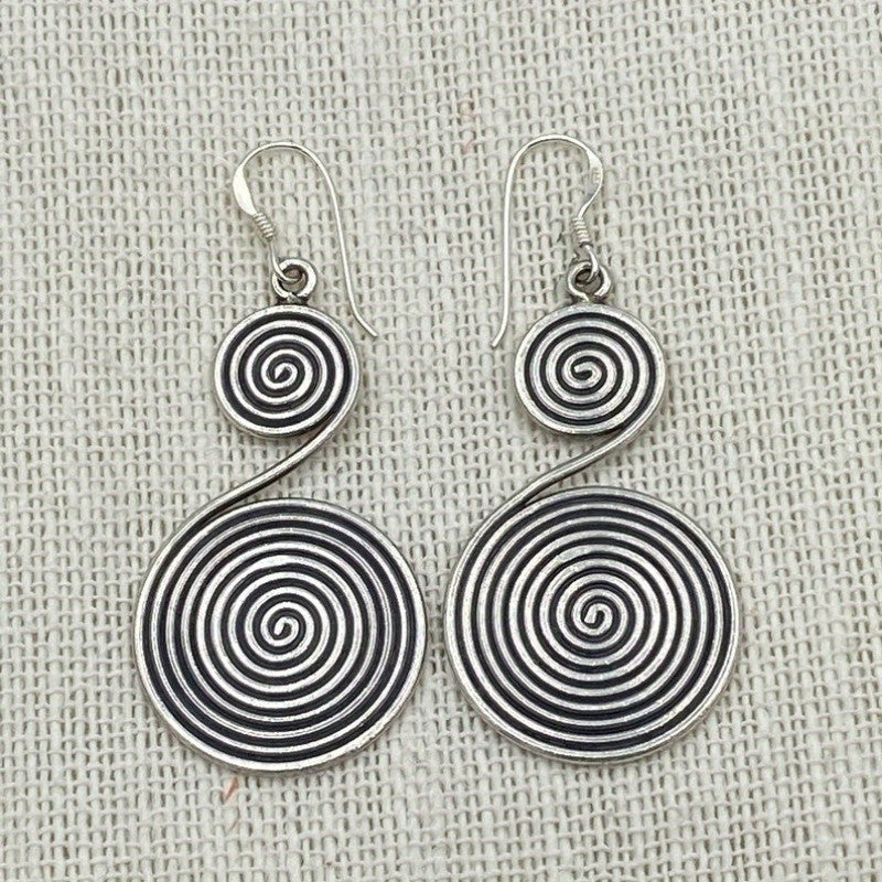 Double Spiral Dangle Earrings