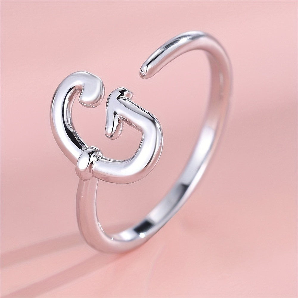 Adjustable Letter A Cuff Ring