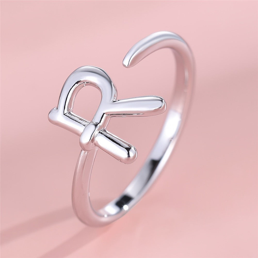 Adjustable Letter A Cuff Ring