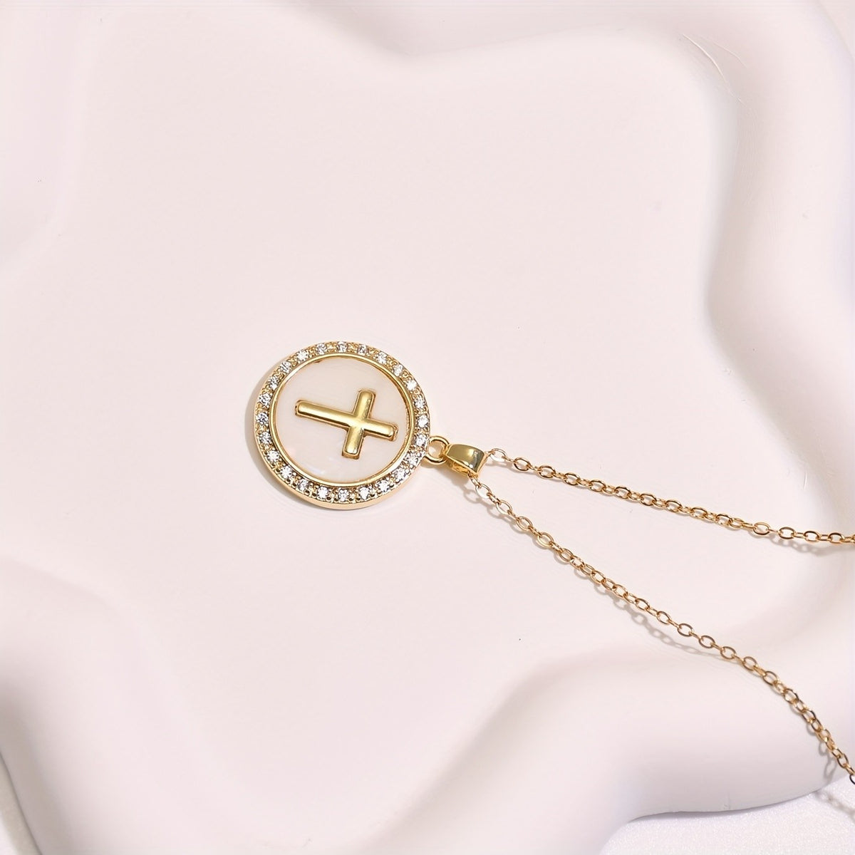 Zircon Halo Cross Necklace