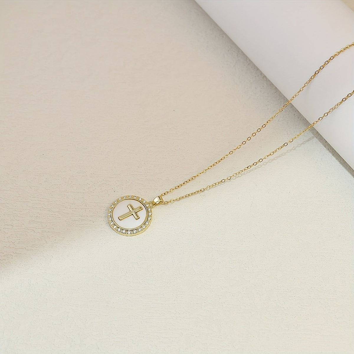 Zircon Halo Cross Necklace