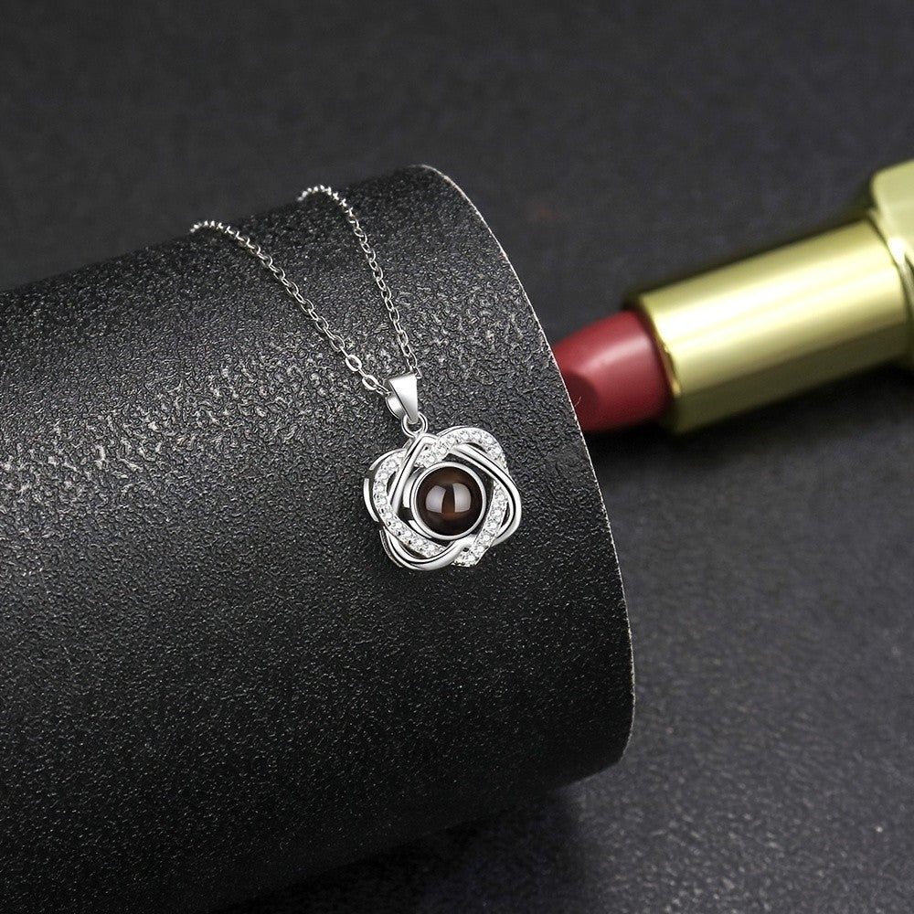 Zircon Rose Projection Necklace