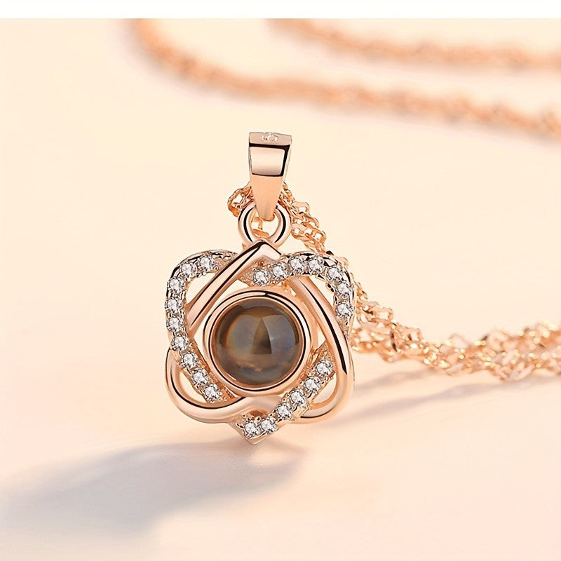 Zircon Rose Projection Necklace