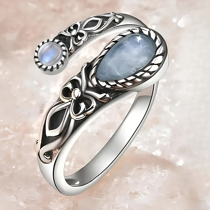 Ornate Moonstone Vine Ring