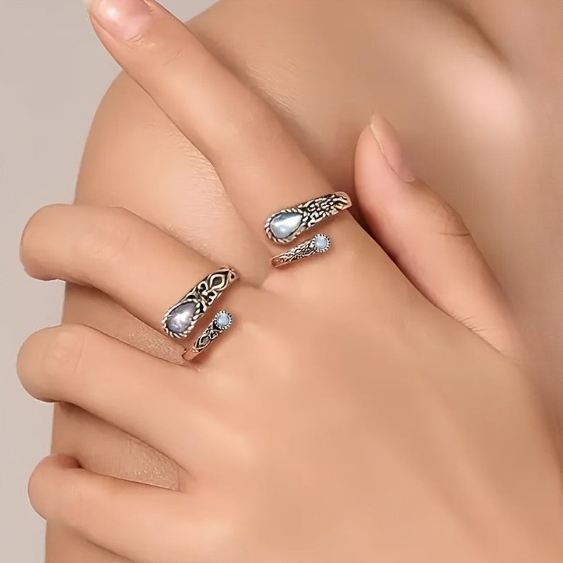 Ornate Moonstone Vine Ring