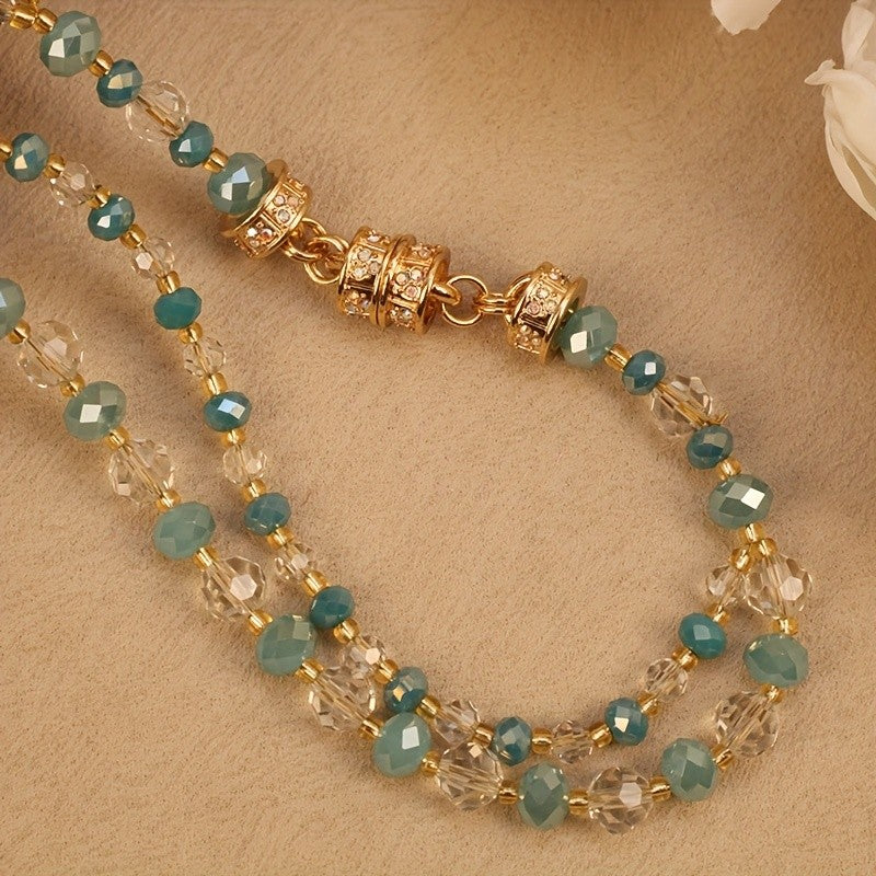 Teal Glass Bead Necklace