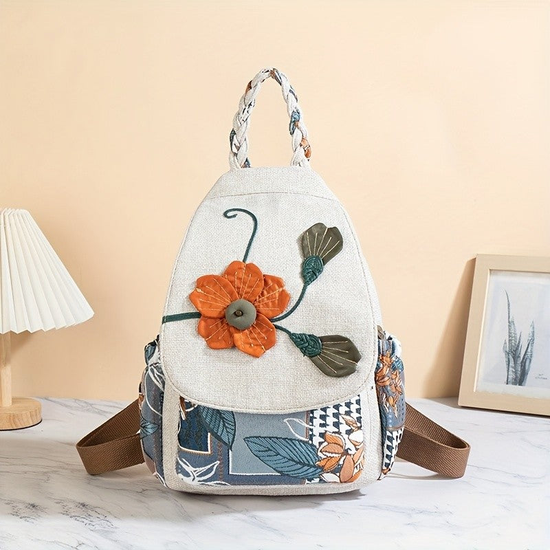 Floral Applique Patchwork Backpack