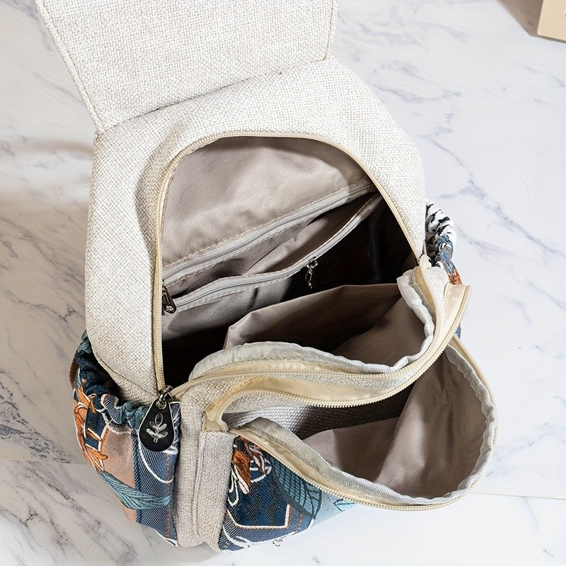 Floral Applique Patchwork Backpack