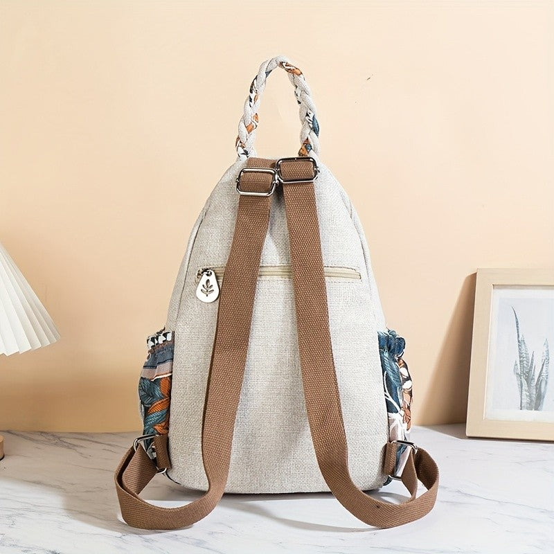 Floral Applique Patchwork Backpack