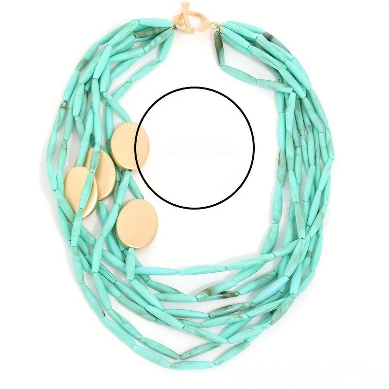 Turquoise Oval Disc Layered Necklace