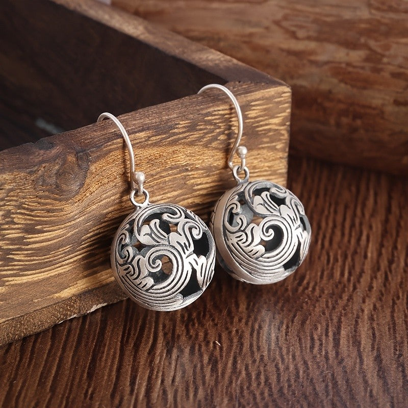 Ornate Scrollwork Sphere Earrings