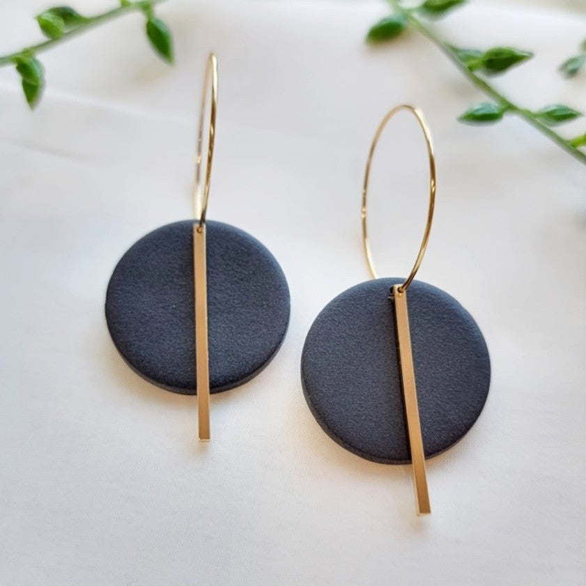 Matte Circle Bar Drop Earrings
