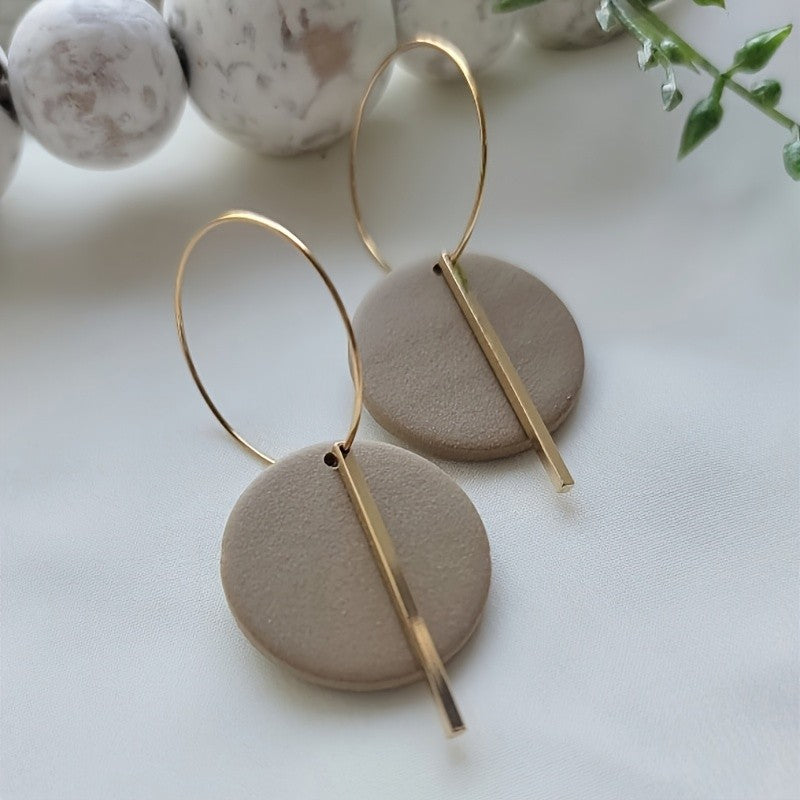 Matte Circle Bar Drop Earrings