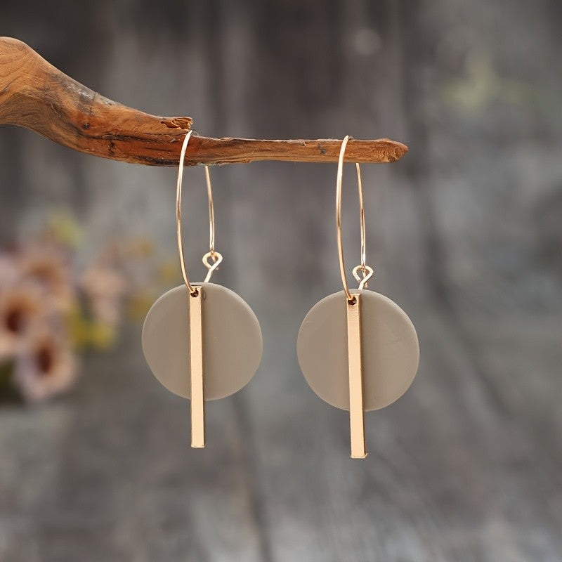 Matte Circle Bar Drop Earrings