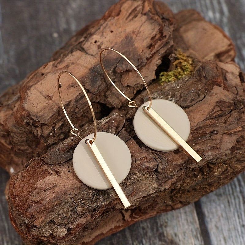 Matte Circle Bar Drop Earrings