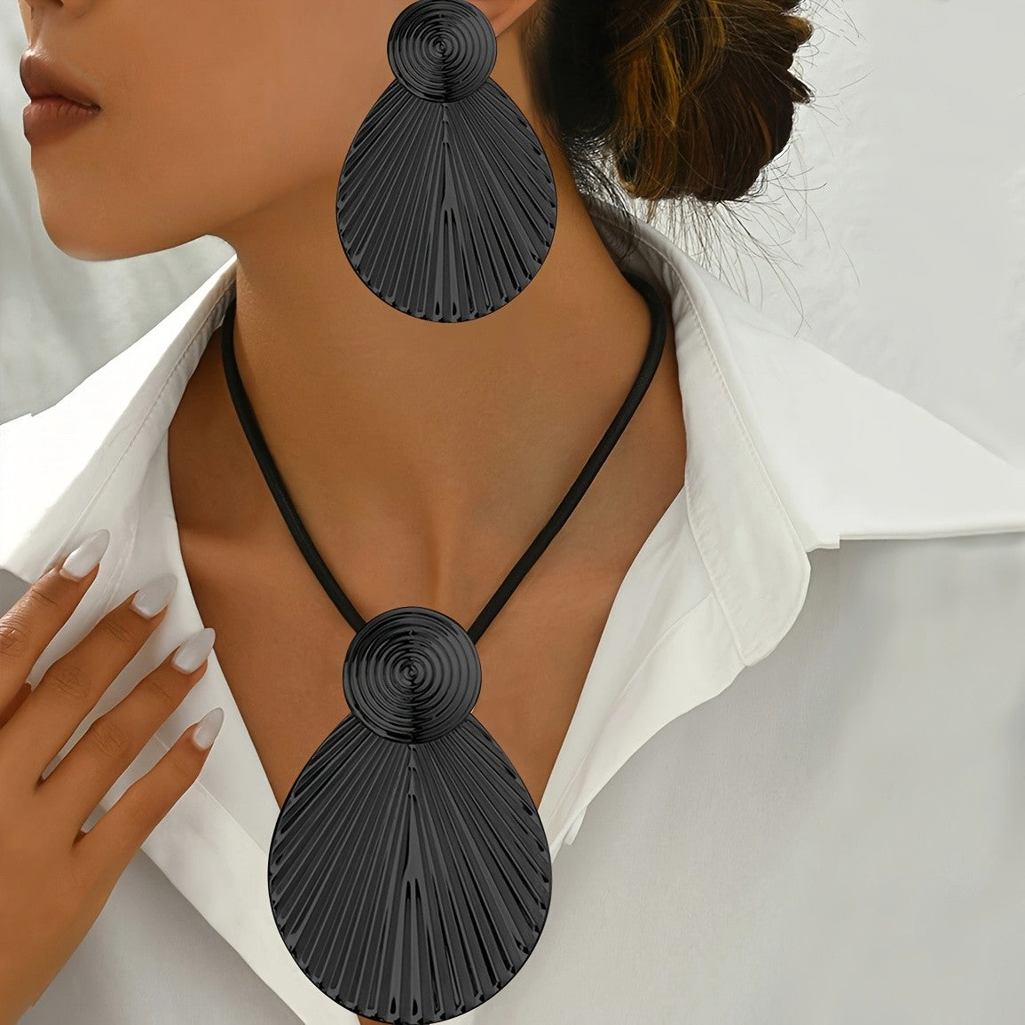 Silver Fan Spiral Jewelry Set