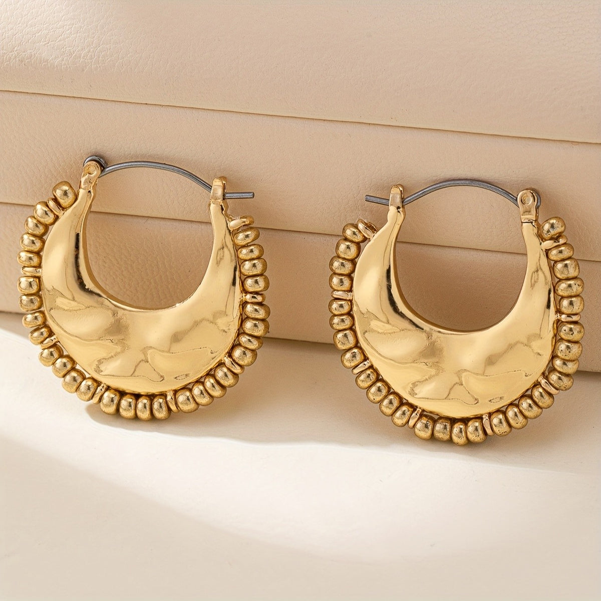 Gold-Tone Moon Hoop Earrings
