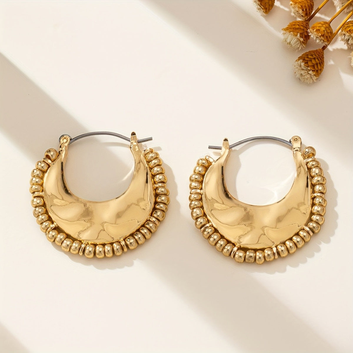 Gold-Tone Moon Hoop Earrings