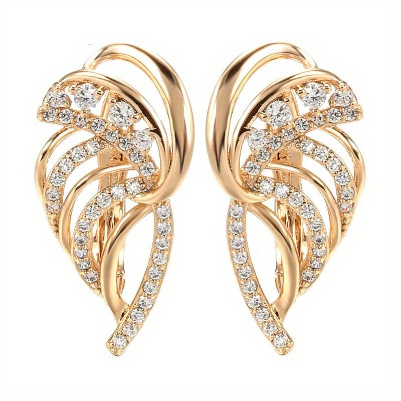 Crystal Woven Leaf Earrings